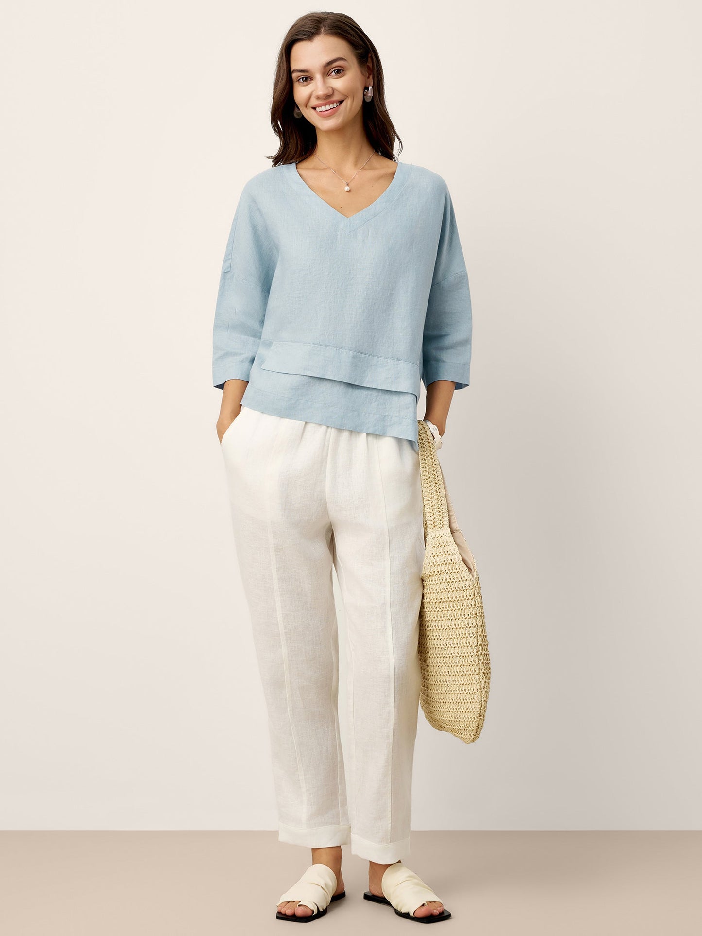 ASYMMETRICAL HEATED LINEN SHIRT