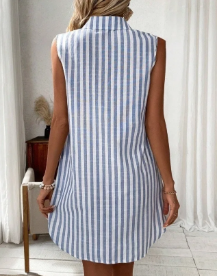 SLEEVELESS MINI SHIRT DRESS