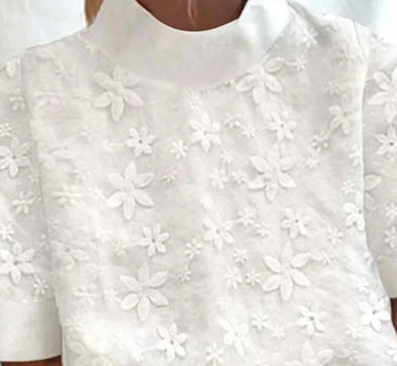 BESTICKTE BLUSE MIT 3/4-ÄRMELN