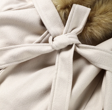 FUR EFFECT LAPEL WOOL COAT