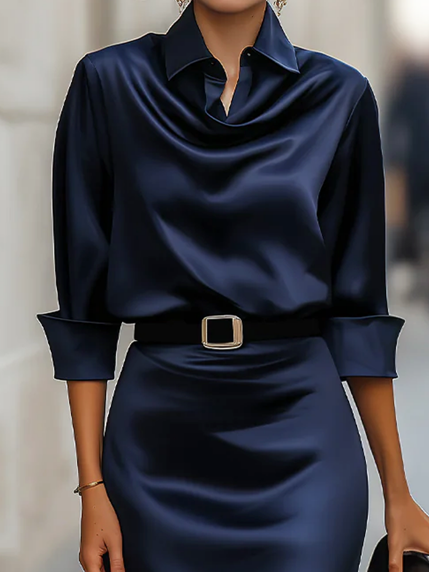MIDI DRESS WITH SHIRT COLLAR AND BELT