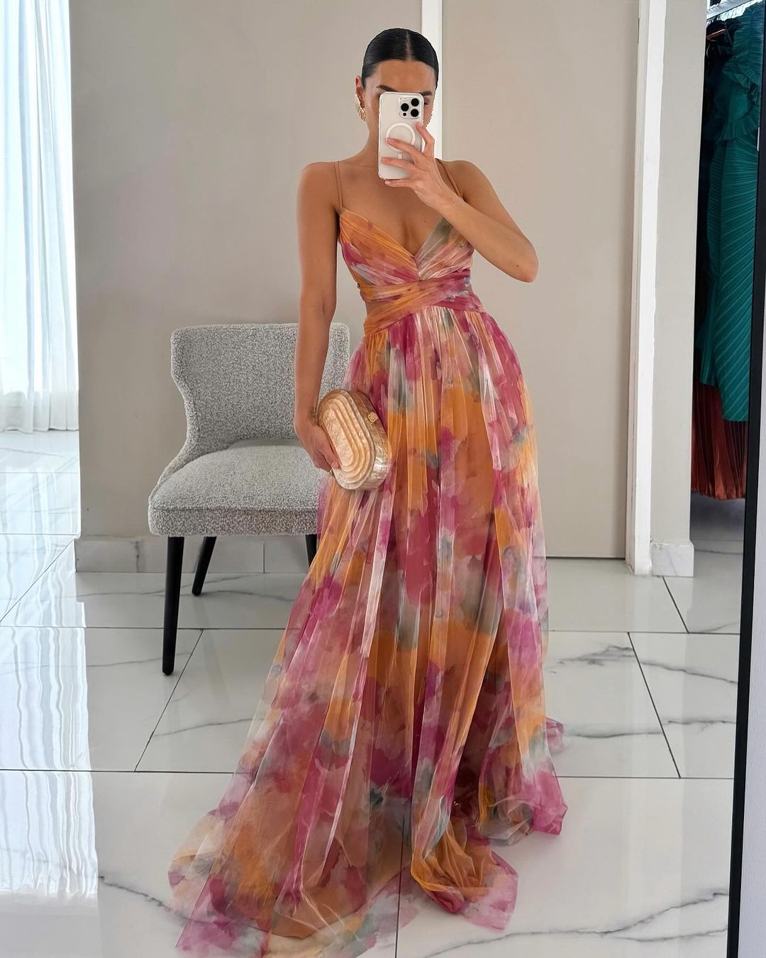 orange flowy maxi dress FLORAL – Loopy Wear Web Collection: Gender reveal Alfani Men's Quinn Cap-Toe or everyday outing Name/Description:Tempess Deposit - Large Floral Gown w Satin Halter Ties