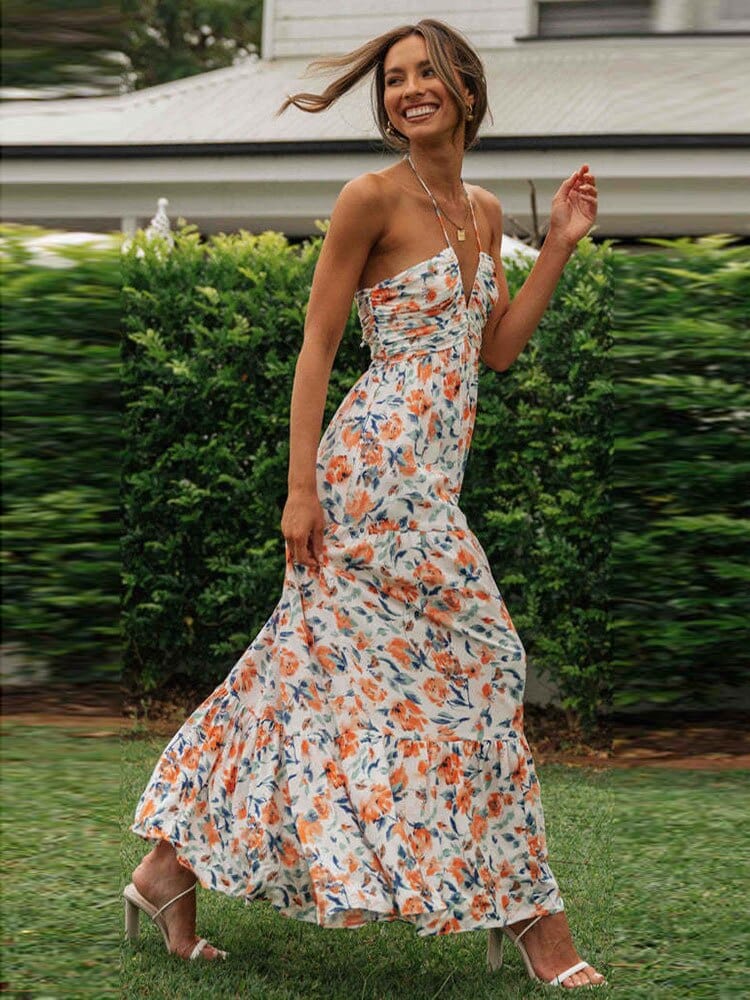casual halter maxi dress MAXI DRESS WITH HALTER NECK – Loopy Wear