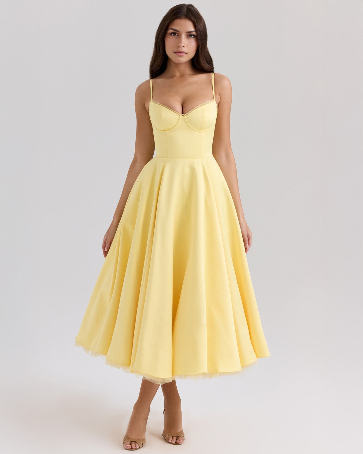 midi dress with tulle underskirt SATIN TULLE MIDI DRESS – Loopy Wear