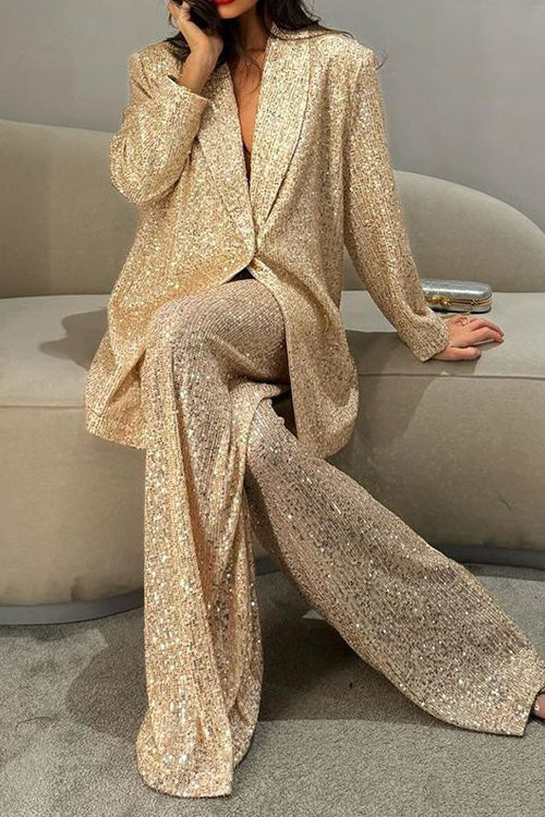 SEQUIN JACKET AND TROUSERS SET