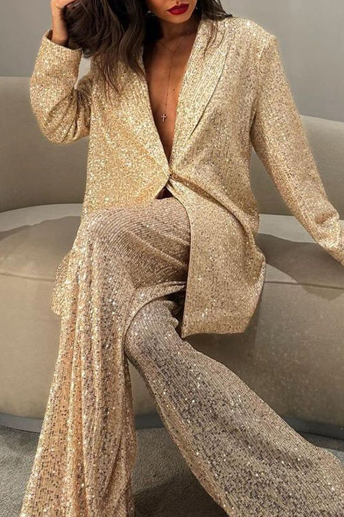 SEQUIN JACKET AND TROUSERS SET