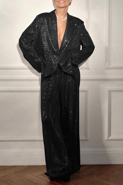 SEQUIN JACKET AND TROUSERS SET