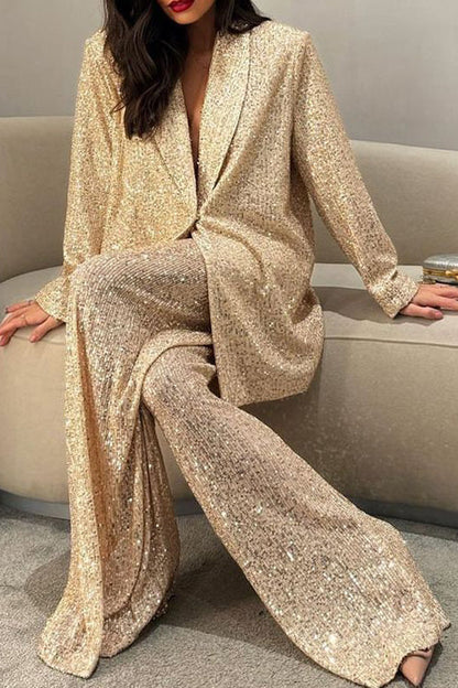 SEQUIN JACKET AND TROUSERS SET