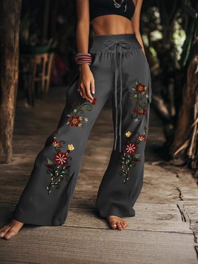 PANTALÓN FLORAL CINTURA ALTA PIERNA RECTA