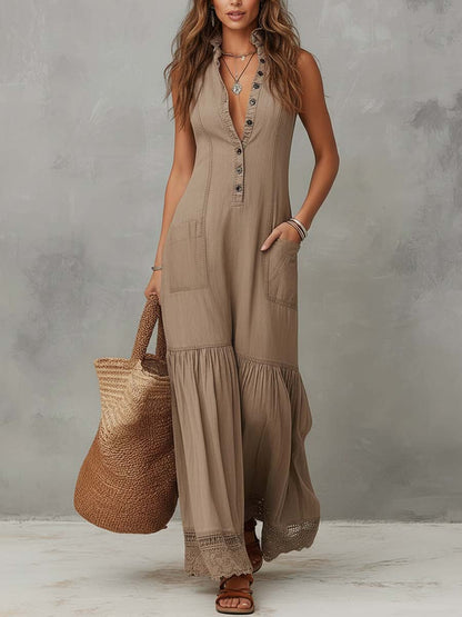 SLEEVELESS COTTON MAXI DRESS