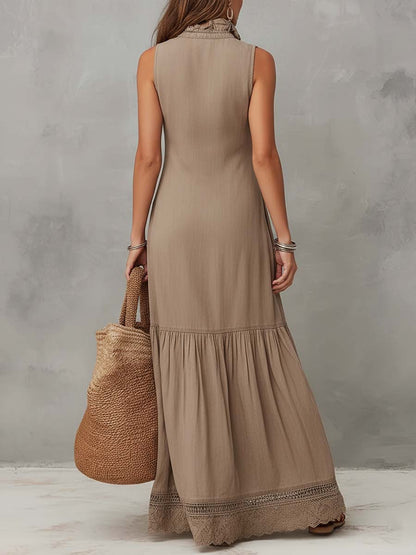 SLEEVELESS COTTON MAXI DRESS