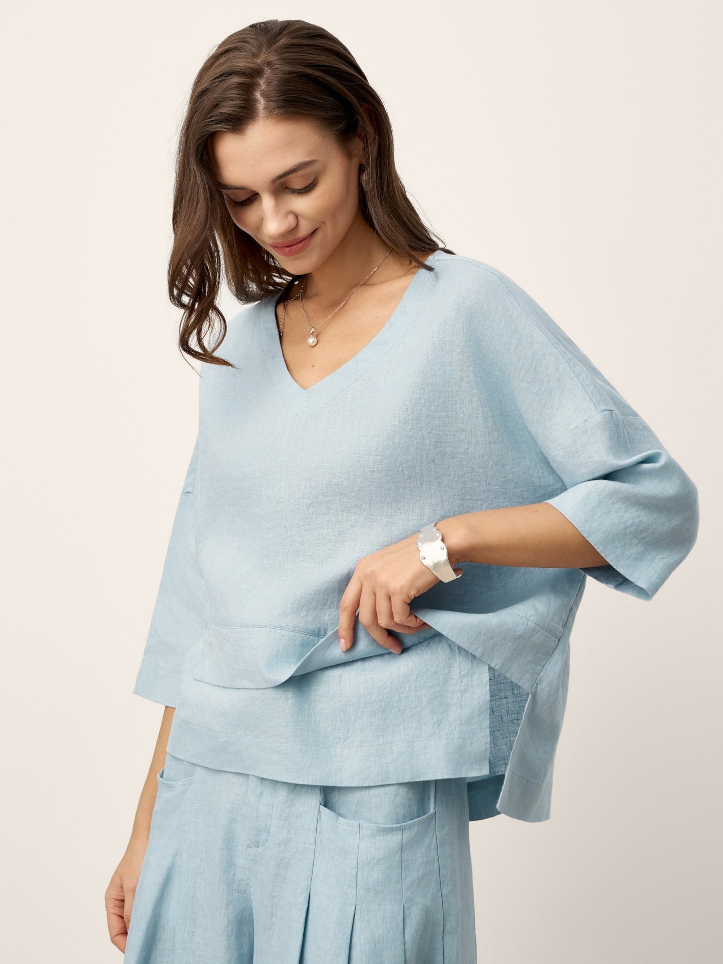 ASYMMETRICAL HEATED LINEN SHIRT