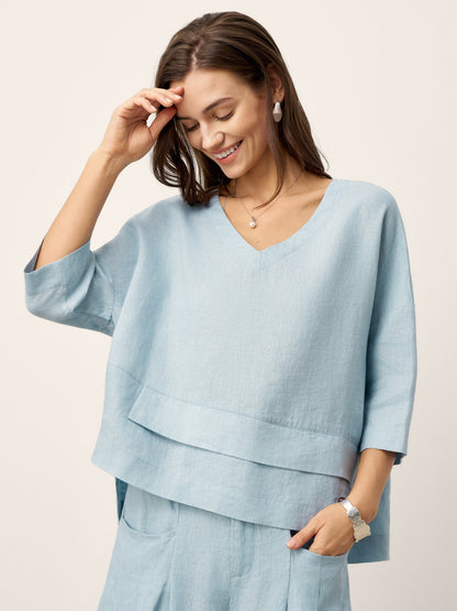 ASYMMETRICAL HEATED LINEN SHIRT