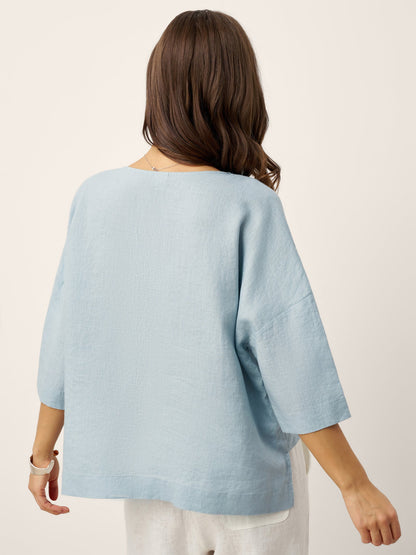 ASYMMETRICAL HEATED LINEN SHIRT