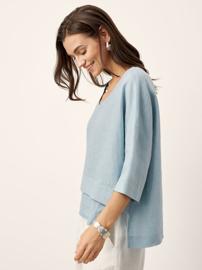 ASYMMETRICAL HEATED LINEN SHIRT