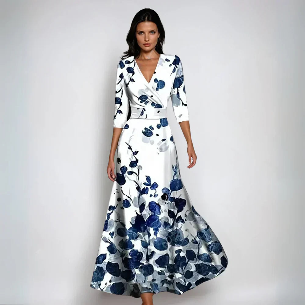blue and white maxi dress with sleeves Bohemian & Floral 100% Cotton Machine Wash Cold Delicate Cycle Hang To Dry Do Not Tumble Dry Warm Iron or Dry Clean Vintage Blue Maxi