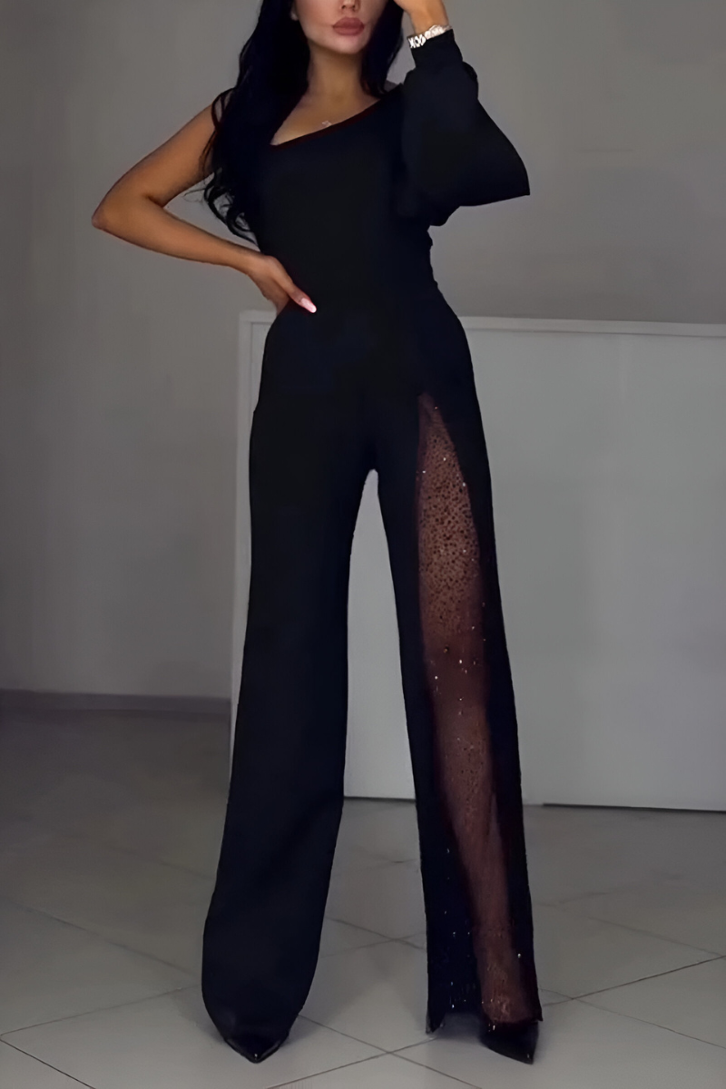 NOELIA | Asymmetrical jumpsuit with glitter detail