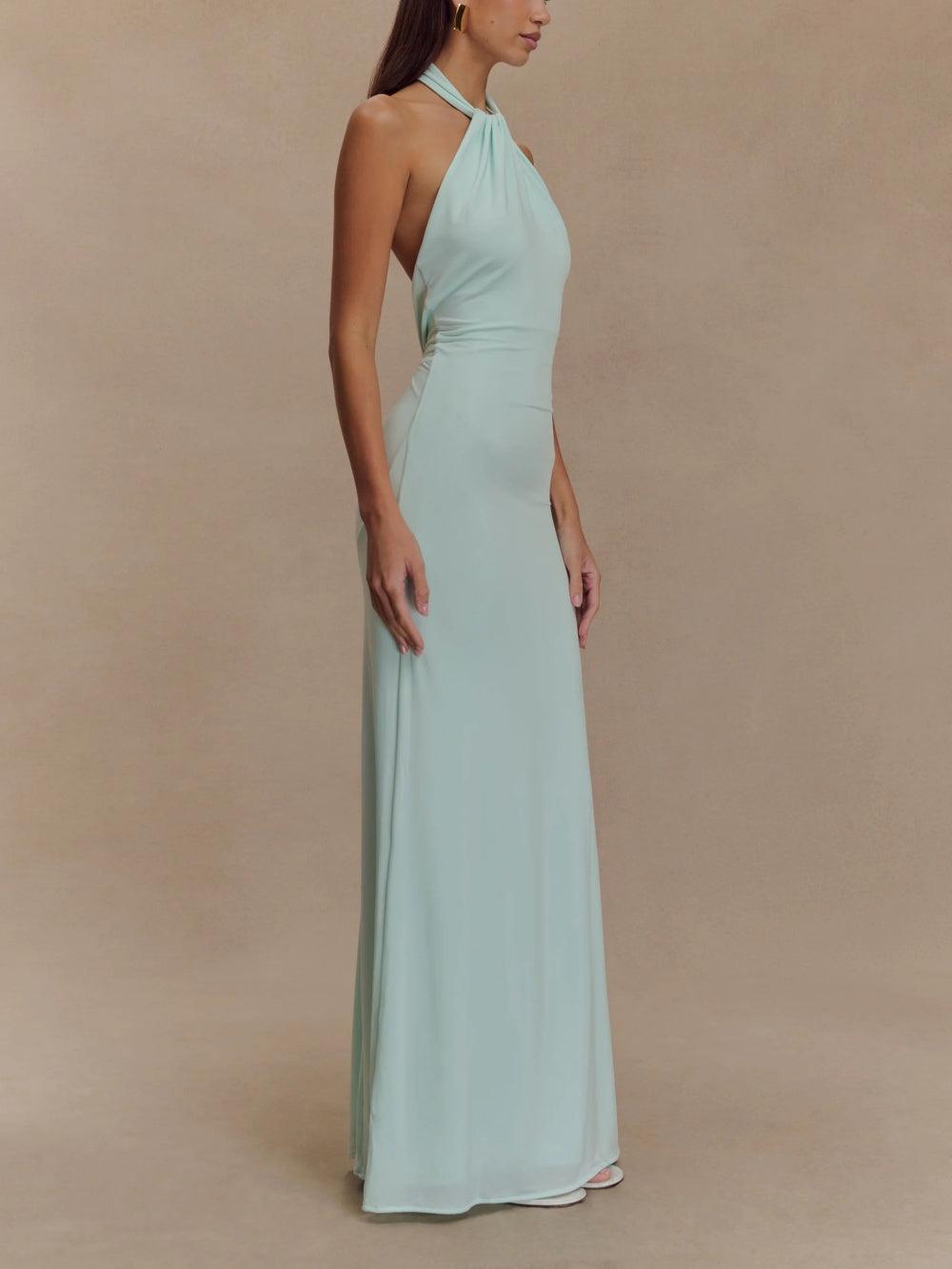 FITTED HALTER MAXI DRESS