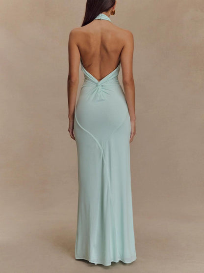 FITTED HALTER MAXI DRESS