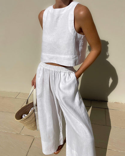 TWO-PIECE PLAIN SLEEVELESS SET