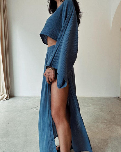 CONJUNTO CASUAL ALGODÓN LINO ABERTURA