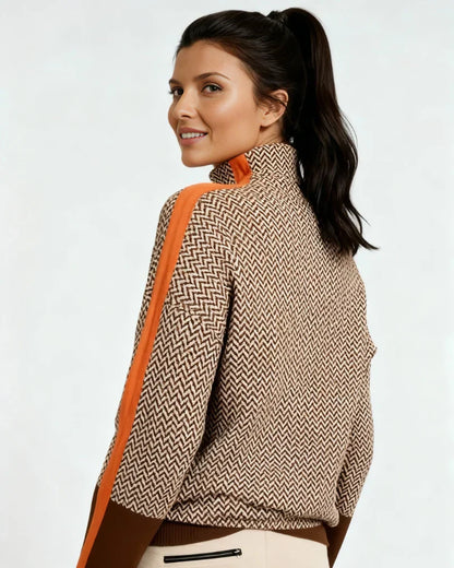 ELEGANT STRIPED HIGH NECK SWEATER