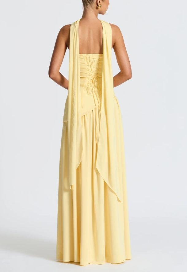 STRAPLESS MAXI DRESS WITH TIE SLIT