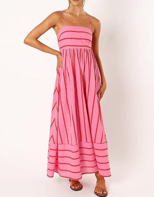 STRAIGHT NECKLINE MAXI DRESS