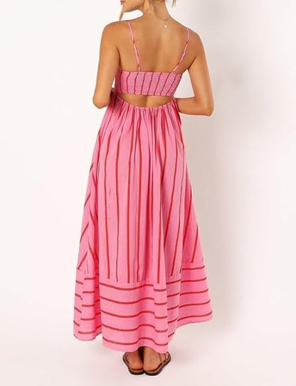 STRAIGHT NECKLINE MAXI DRESS