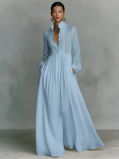 VESTIDO MAXI MINIMALISTA CUELLO MAO