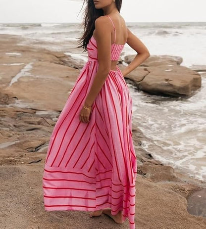 STRAIGHT NECKLINE MAXI DRESS