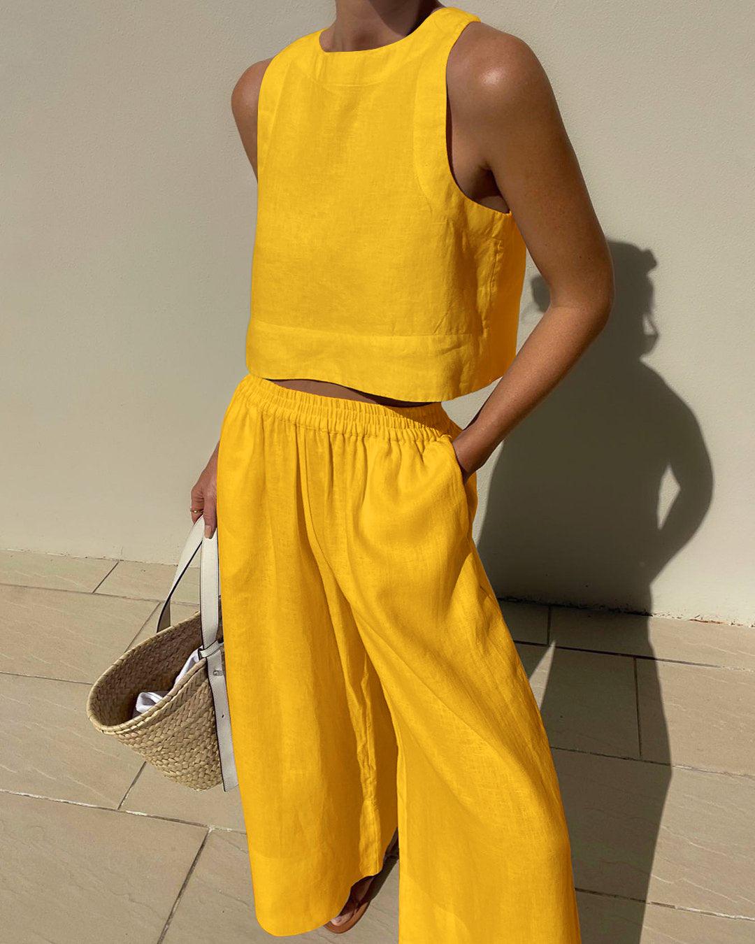 TWO-PIECE PLAIN SLEEVELESS SET