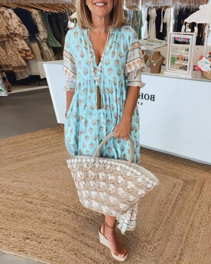 LOOSE MAXI DRESS WITH 3/4 SLEEVES