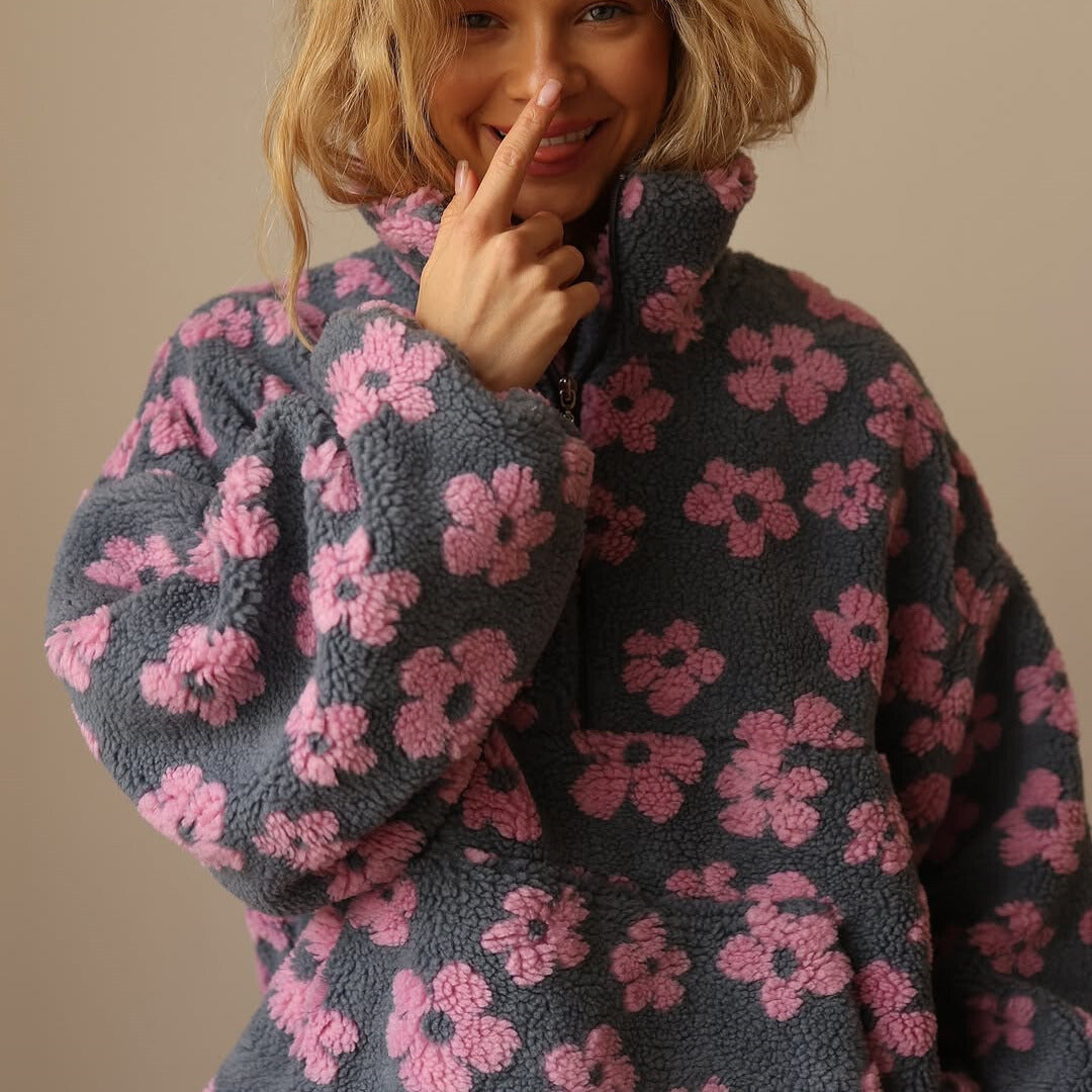 ELODIE | Pullover mit Blumenmuster aus weichem Fleece