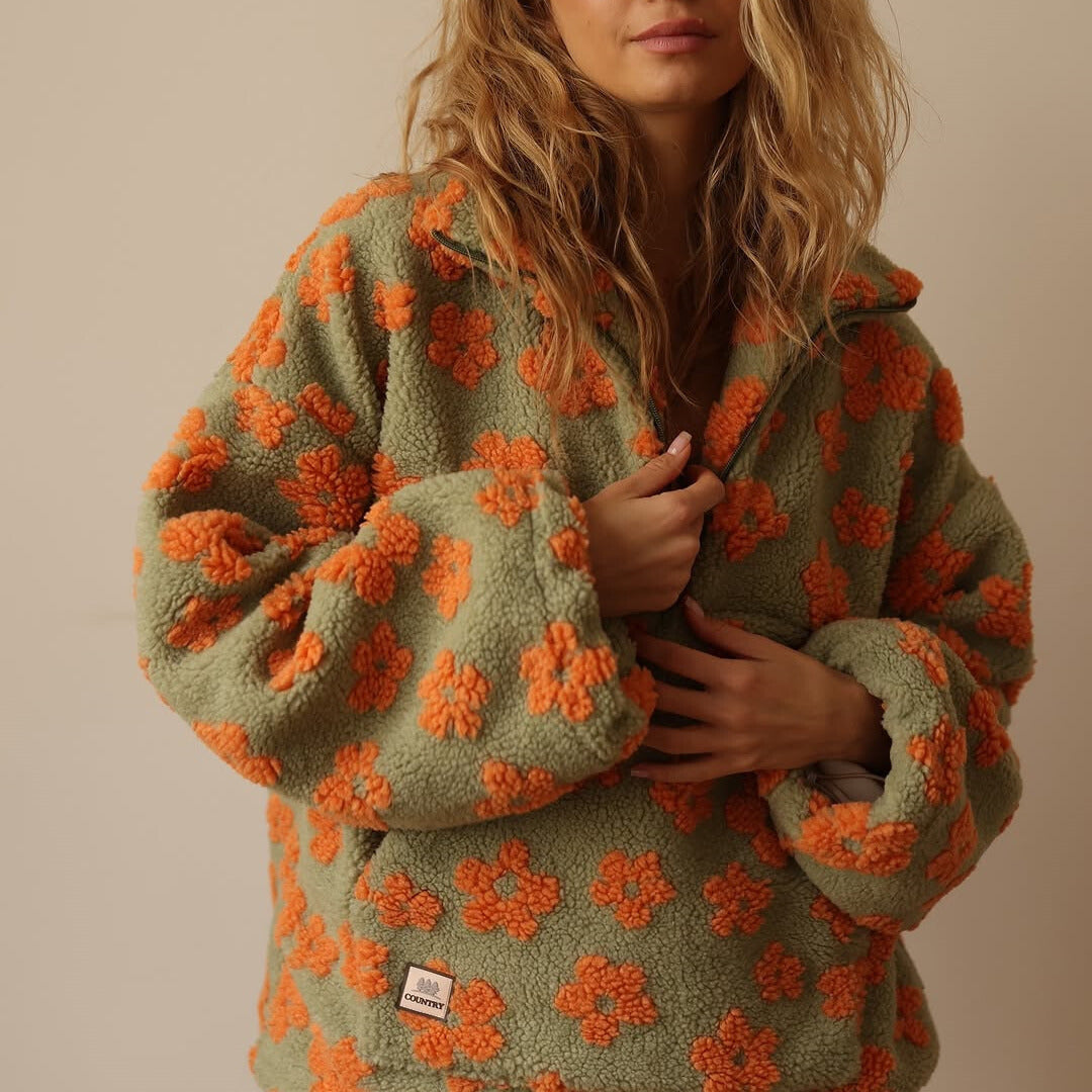 ELODIE | Pullover mit Blumenmuster aus weichem Fleece