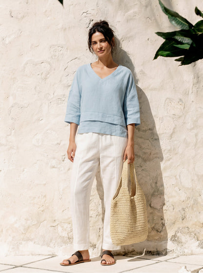 ASYMMETRICAL HEATED LINEN SHIRT