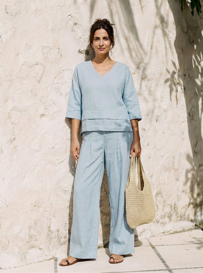 ASYMMETRICAL HEATED LINEN SHIRT