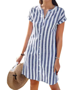 VESTIDO MINI CAMISERO MANGA CORTA