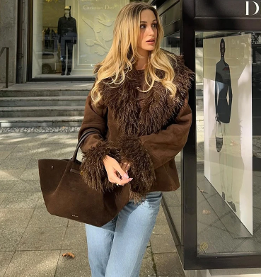 Doppelseitige Pelz-Effekt-Jacke