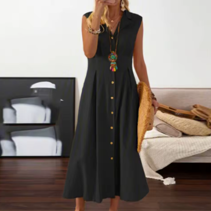 MAXI SHIRT DRESS WITH BUTTON-DOWN FRONT