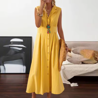 MAXI SHIRT DRESS WITH BUTTON-DOWN FRONT