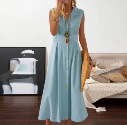 MAXI SHIRT DRESS WITH BUTTON-DOWN FRONT