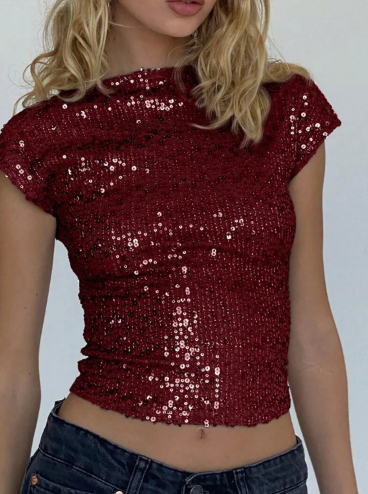 SABINA | Sequin Fitted Top