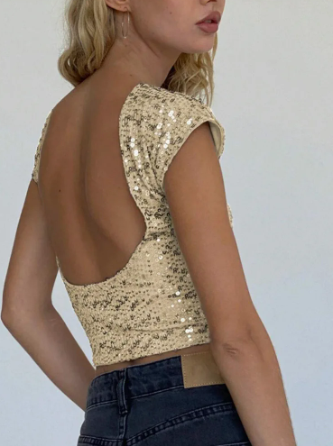 SABINA | Sequin Fitted Top