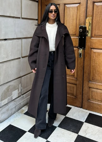 ABRIGO MEZCLA DE LANA CUELLO EMBUDO