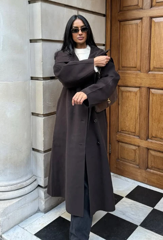 ABRIGO MEZCLA DE LANA CUELLO EMBUDO