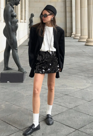 MOONLIGHT | High-waisted sequined mini skirt