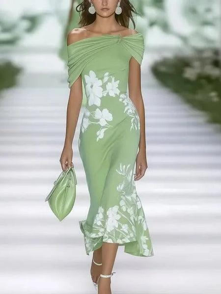 LOVELY GREEN FLORAL DRESS FOS SPECIAL OCASIONS