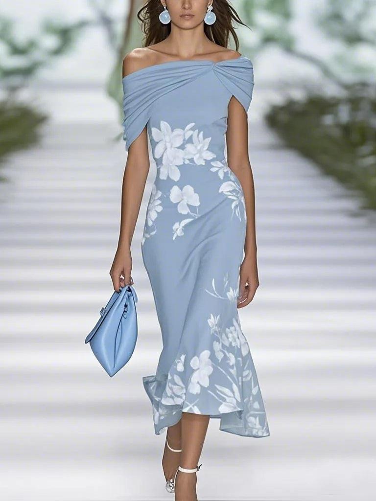 LOVELY LIGHT BLUE FLORAL DRESS FOS SPECIAL OCASIONS