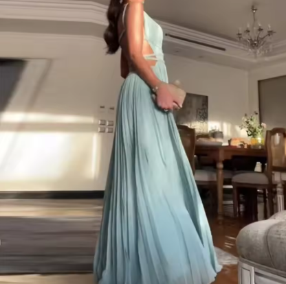 MAXI LONG DRESS LIGHT BLUE LATERAL